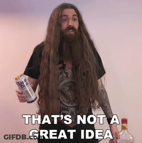 A Man With Long Hair And A Beard Holds A Can Of Liquid Death GIF