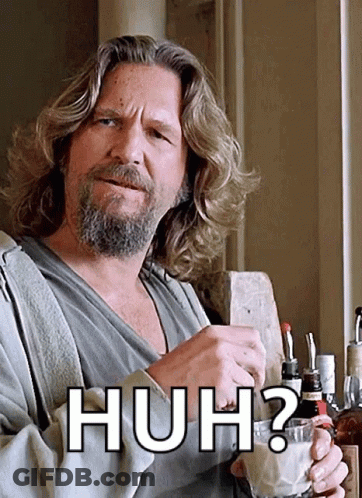 Man With Long Hair And Beard Holding Huh Glass GIF