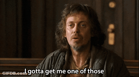 A Man With Long Hair And A Beard Is Saying I Gotta Get Me One Of Those GIF