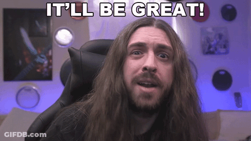 A Man With Long Hair And A Beard Is Sitting In A Chair And Says It 'Ll Be Great GIF