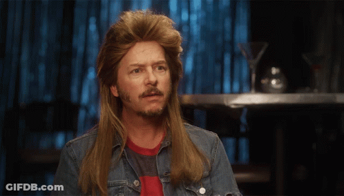 A Man With Long Hair And A Beard Is Wearing A Mullet And A Denim Jacket GIF