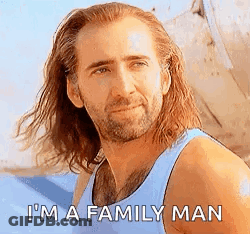 A Man With Long Hair And A Beard Is Wearing A Tank Top And Saying `` I 'M A Family Man '' GIF