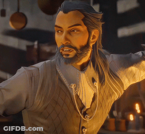 A Man With Long Hair And A Beard Is Wearing A Vest With A Chain Around His Neck GIF
