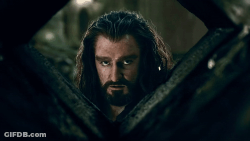 A Man With Long Hair And A Beard Looks Out Of A Window GIF