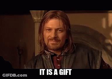 A Man With Long Hair And A Beard Says It Is A Gift . GIF