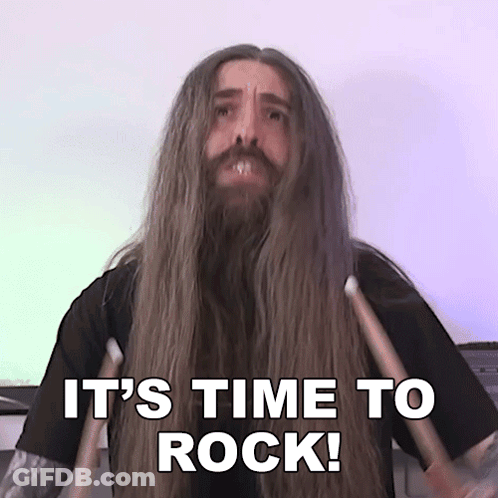 A Man With Long Hair And A Beard Says It 'S Time To Rock . GIF