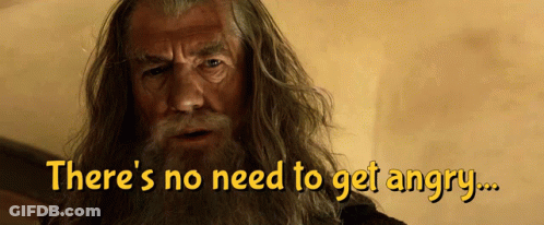 A Man With Long Hair And A Beard Says There Is No Need To Get Angry GIF