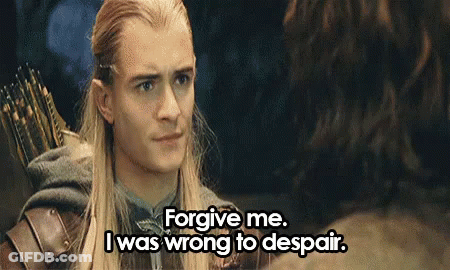 A Man With Long Hair And A Bow And Arrow Is Talking To Another Man . GIF