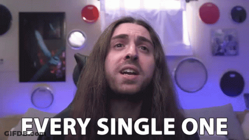 A Man With Long Hair Is Saying Every Single One GIF