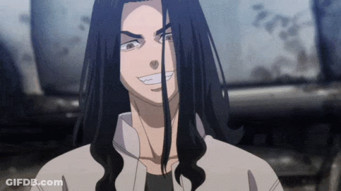 A Man With Long Hair Is Smiling In A Cartoon GIF