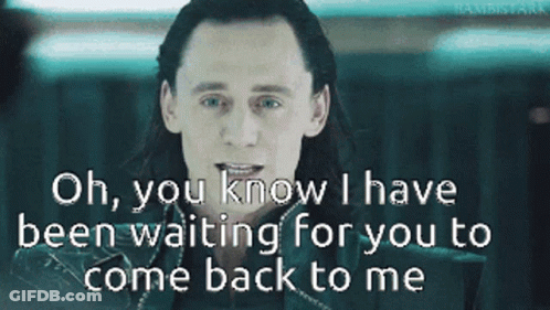 A Man With Long Hair Is Smiling With The Words Oh You Know I Have Been Waiting For You To Come Back To Me GIF