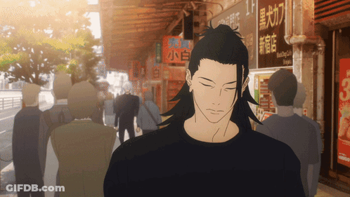 A Man With Long Hair Is Standing In Front Of A Sign That Says 3 On It GIF