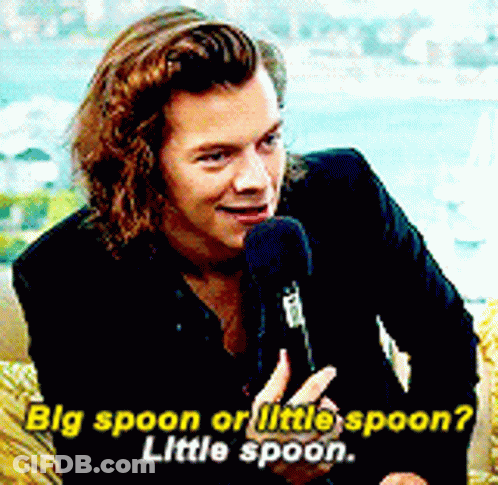 A Man With Long Hair Is Talking Into A Microphone And Says Big Spoon Or Little Spoon ? Little Spoon GIF