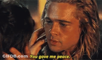 A Man With Long Hair Is Touching Another Man 'S Face And Saying You Gave Me Peace GIF