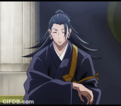 A Man With Long Hair Is Wearing A Kimono And A Yellow Tie GIF