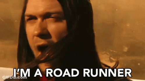A Man With Long Hair Saying I 'M A Road Runner GIF