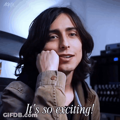 A Man With Long Hair Says " It 'S So Exciting ! " GIF