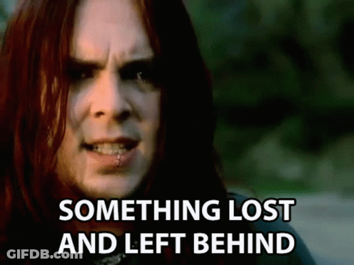 A Man With Long Red Hair And A Piercing In His Lip Is Talking About Something Lost And Left Behind . GIF