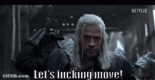 A Man With Long White Hair Says Let 'S Fucking Move . GIF