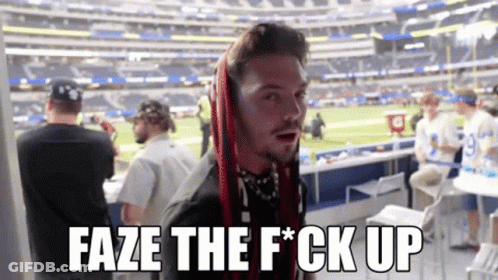 A Man With Red Braids Says Faze The F * Ck Up In A Stadium GIF