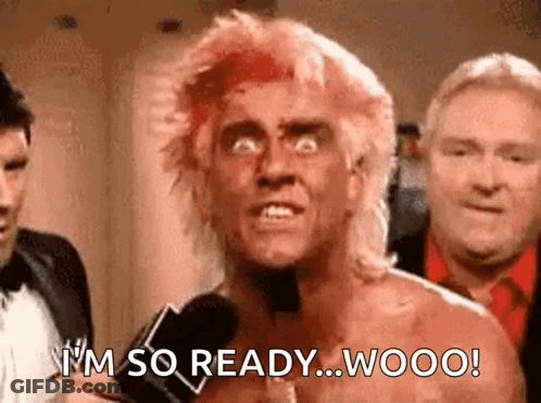 A Man With Red Hair Is Talking Into A Microphone And Saying `` I 'M So Ready ... Woo ! '' . GIF