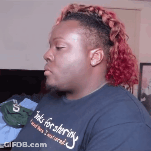 A Man With Red Hair Is Wearing A T-Shirt That Says " Inks For Sharing " GIF