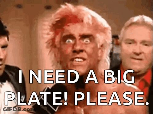 A Man With Red Hair Says " I Need A Big Plate " GIF