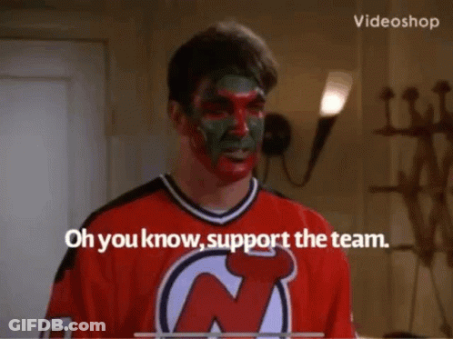 A Man With Red Paint On His Face And A Jersey That Says Oh You Know Support The Team . GIF