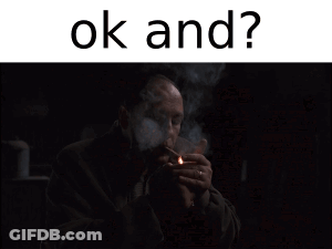 A Man With Smoke Coming Out Of His Mouth And The Words Ok And Below Him GIF