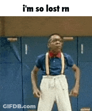 A Man With Suspenders And A Bow Tie Is Standing In Front Of Blue Lockers And Says I 'M So Lost Rn GIF