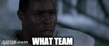A Man With Sweat Coming Out Of His Face And The Words `` What Team '' Written On The Bottom . GIF