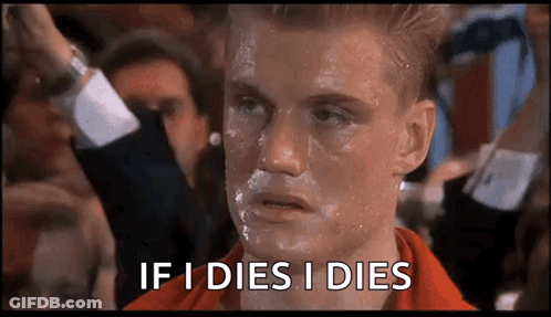 A Man With Sweat On His Face Is Saying If I Dies I Dies . GIF