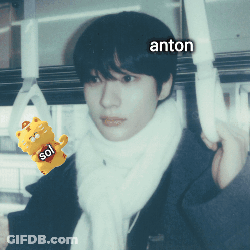 Man With Name Anton On Head GIF