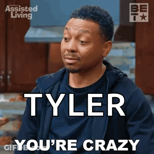 A Man With The Name Tyler On His Face GIF