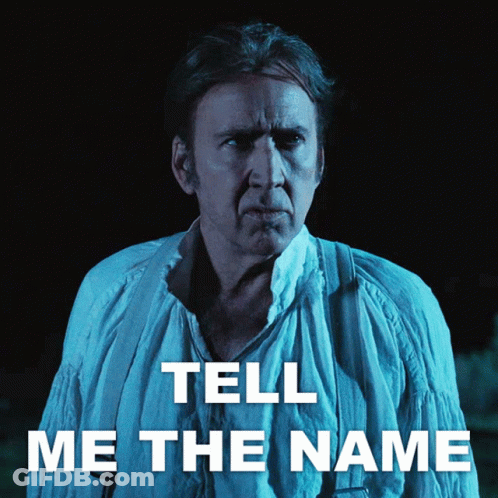 A Man With The Words Tell Me The Name On The Bottom GIF