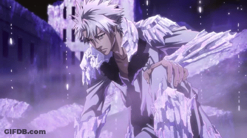A Man With White Hair And A Purple Background Is Holding A Piece Of Ice GIF