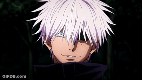A Man With White Hair And Blue Eyes Is Smiling GIF