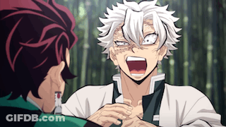 A Man With White Hair Is Talking To Another Man GIF