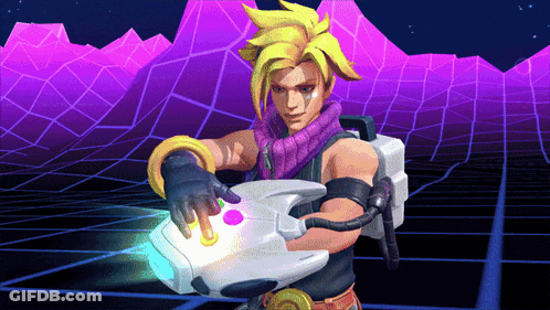 A Man With Yellow Hair Is Holding A Glowing Object GIF