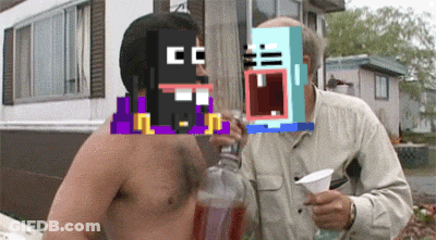 A Man Without A Shirt Is Drinking From A Pitcher While Another Man Holds A Paper Cup GIF