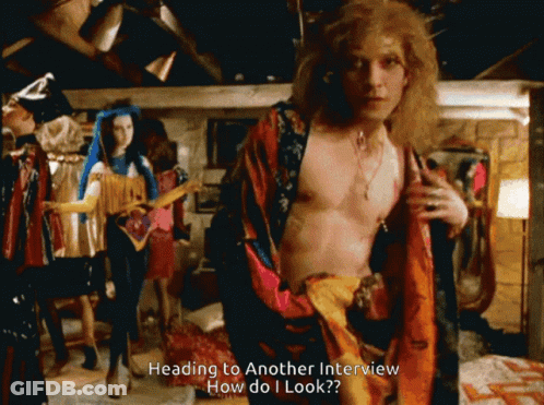 A Man Without A Shirt Is Heading To Another Interview How Do I Look?? GIF