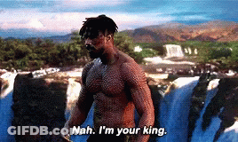A Man Without A Shirt Is Standing In Front Of A Waterfall And Says Nah I 'M Your King GIF