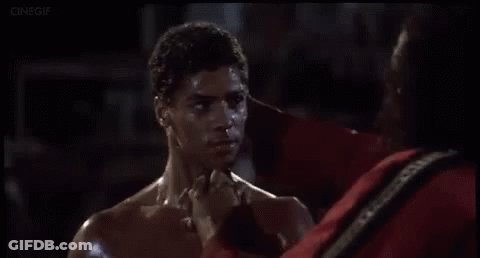 Man Shirtless Next To Man In Boxing Ring GIF