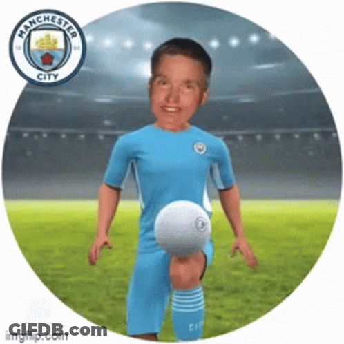 A Manchester City Soccer Player Kicking A Ball GIF