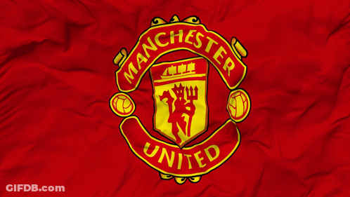 A Manchester United Logo Is On A Red Cloth GIF