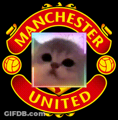 A Manchester United Logo With A Cat On It GIF