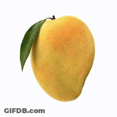 A Mango With A Green Leaf Attached To It GIF