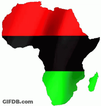 A Map Of Africa Has A Red Black And Green Flag On It GIF