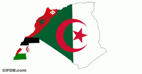 A Map Of Algeria And Morocco With The Flags On It GIF