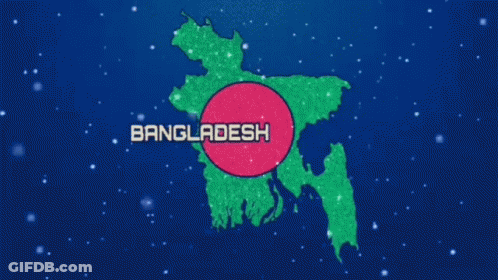 A Map Of Bangladesh On A Blue Background With Stars GIF